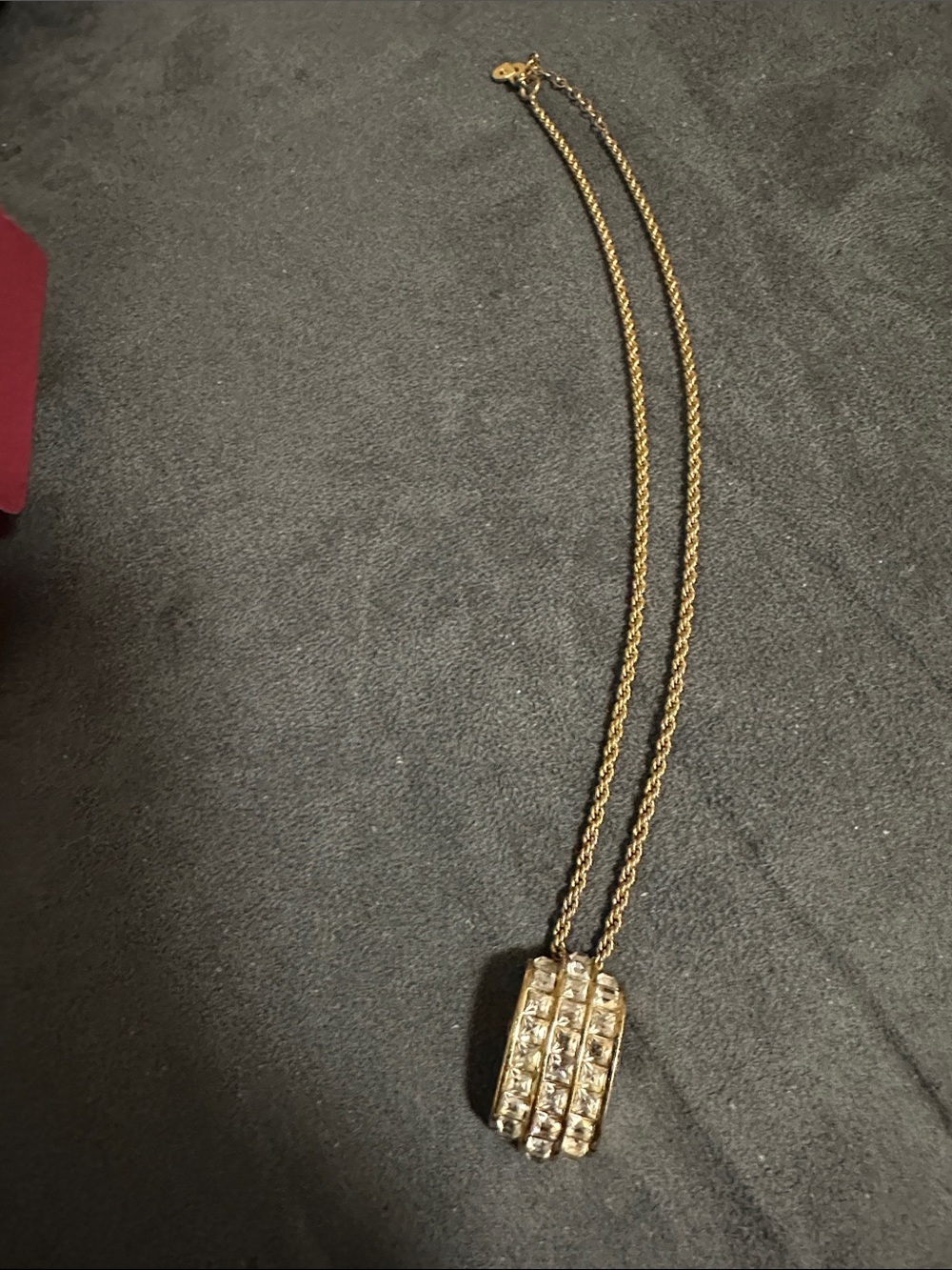 Dior Gold-Tone Crystal Pendant Necklace PREOWNED